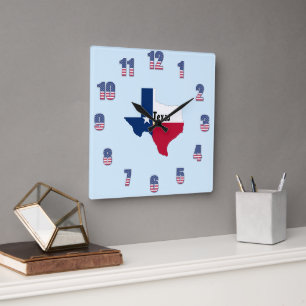 Relógio de Parede Quadrado com Orgulho do Texas