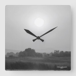 Relógio de Parede Quadrado Crepúsculo Preto e Bran