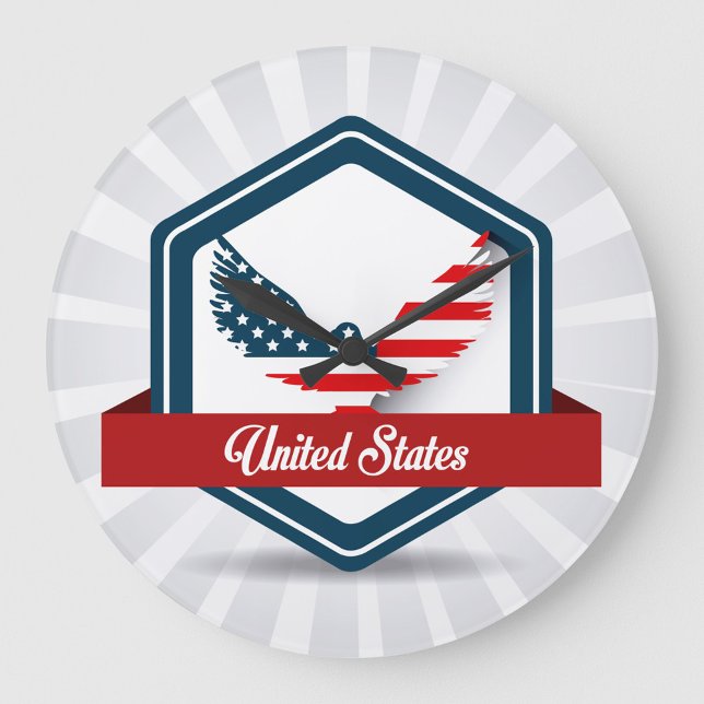 Relógio de Parede Quadrado dos Estados Unidos ("Star stripes design")