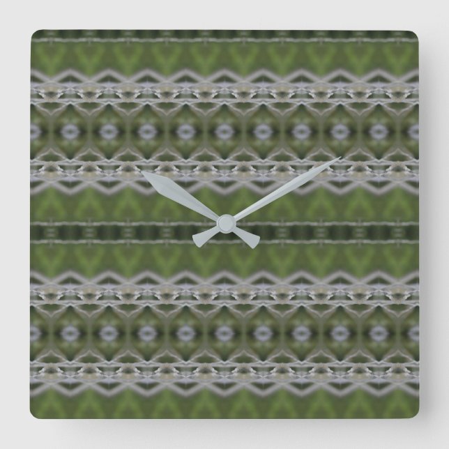 Relógio de Parede Quadrado em MIx de Cinzas e Verd (Frente)