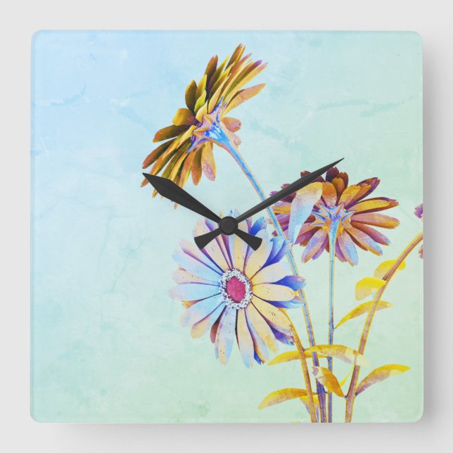 Relógio de Parede Quadrado Floral (Frente)