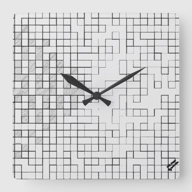 Relógio de Parede Quadrado Grid Locked (Frente)