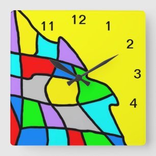 Relógio de Parede Quadrado Mosaico Multicolorido A