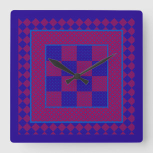 Relógio de Parede Quadrado, Roxo, Azul, Polos de A