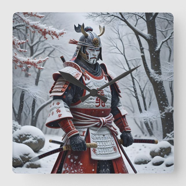relógio de parede quadrado Samurai Japonês (Frente)