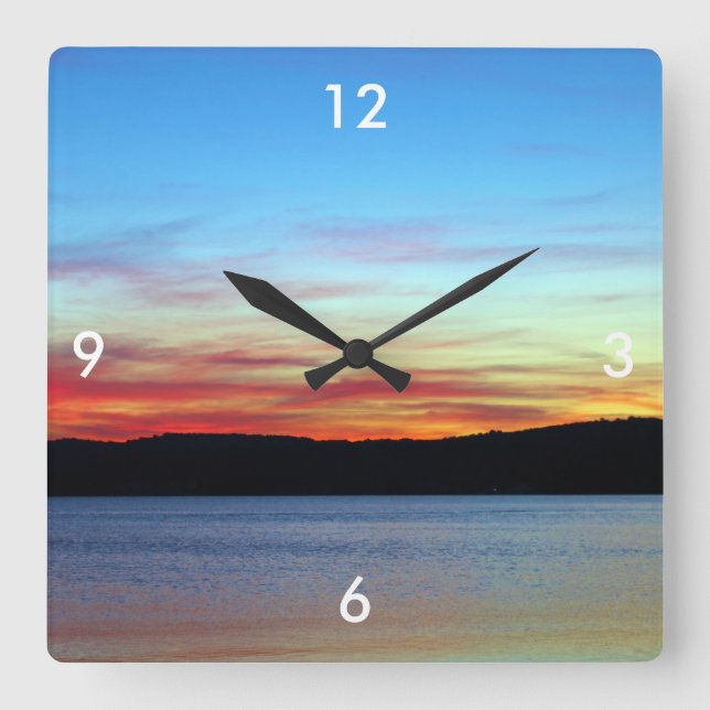 Relógio de Parede Quadrado/Sunset (Frente)