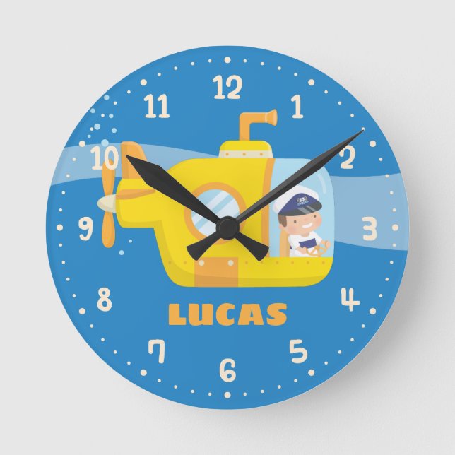 Relógio de Parede Quarto Infantil Nome Menino Subm (Frente)