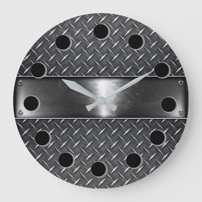 Relógio de Parede Redonda de Aço Prateado (Frente)