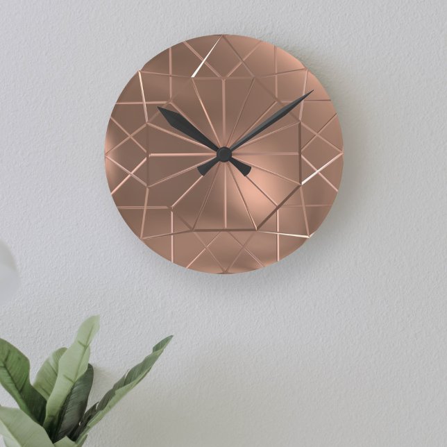 Relógio de Parede Redonda de Octagon Colorido Faux (This faux copper clock has a metallic effect that adds a unique touch to any room in your home.)