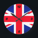 Relógio de Parede Redonda de Sinalizador da União<br><div class="desc">Relógio de parede redonda com imagem da bandeira da bandeira da bandeira da bandeira da União.</div>