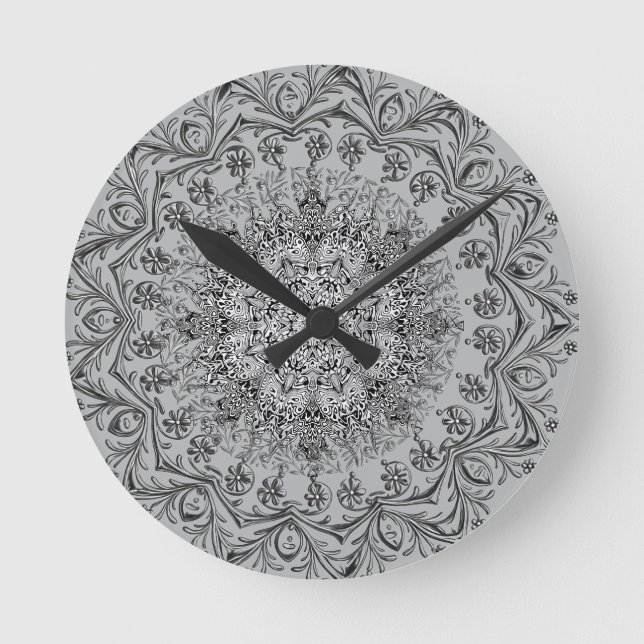 Relógio de Parede Redondo com Elegante Padrão Mand (Frente)