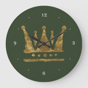Relógio de Parede Redondo Coroa Dourada (Grande)