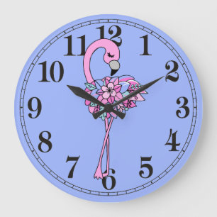Relógio de Parede Redondo de Flamingo Floral Bonit