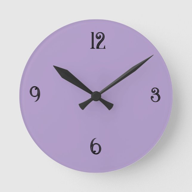 Relógio de Parede Redondo Roxo Lavanda Minimalista (Frente)
