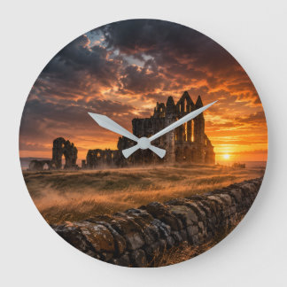 Relógio de Parede Redondo Whitby Abbey Gothic Suns