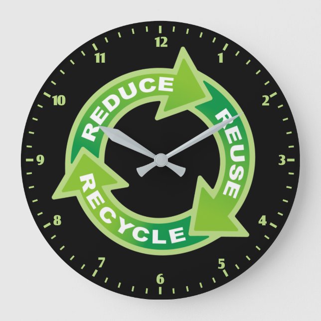 Relógio de Parede Reduzir Reutilizar Reciclar (Frente)
