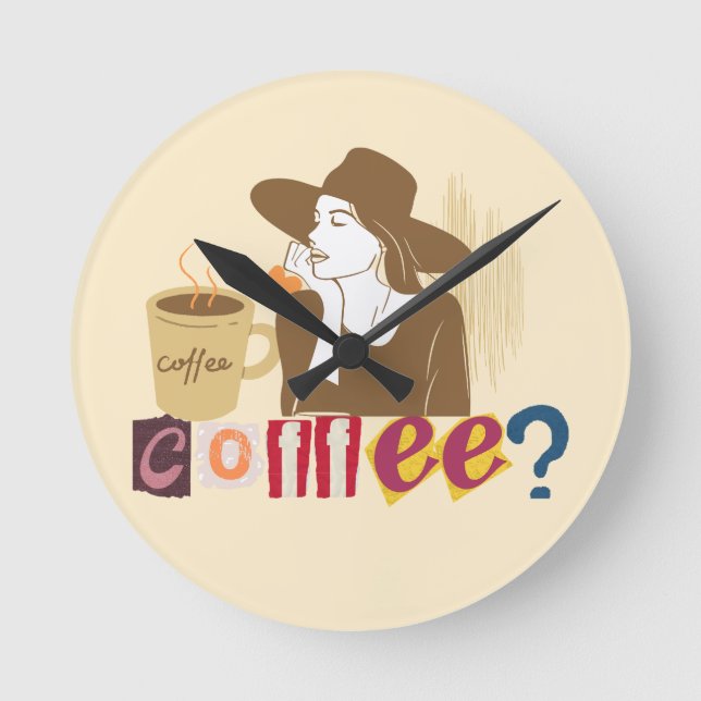 Relógio de Parede Retro Amante de Café Chic (Frente)