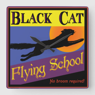 Relógio de Parede Retro Escola de Voo de Gato Pret