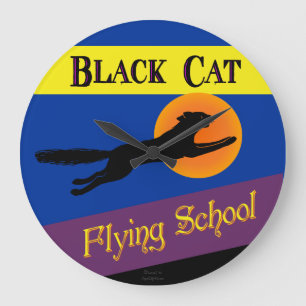 Relógio de Parede Retrô Escola de Voo de Gato Pret