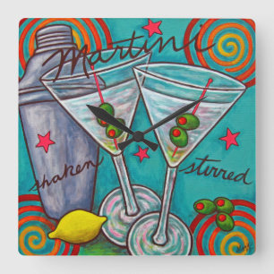 Relógio de Parede Retro Martini Quadrado, Lisa Lor