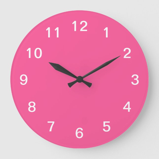 Relógio de Parede Rosa Choque Minimalista Elegante (Frente)