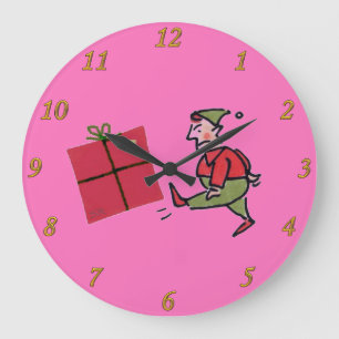 Relógio de parede rosa do Elf com raiva