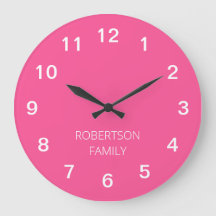 Relógio de Parede Rosa Neon Minimalista Personaliz