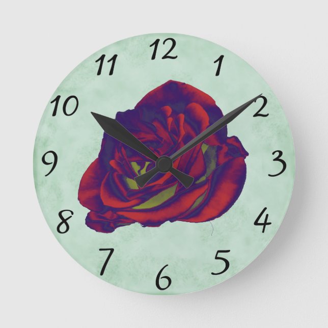Relógio de Parede rosa vermelha (Frente)
