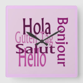 Relógio de parede roxa acrílica