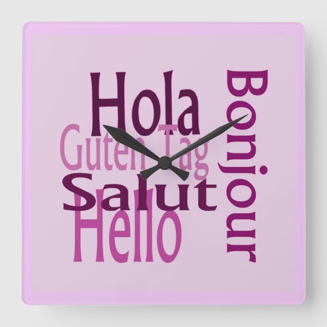 Relógio de parede roxa acrílica (Frente)