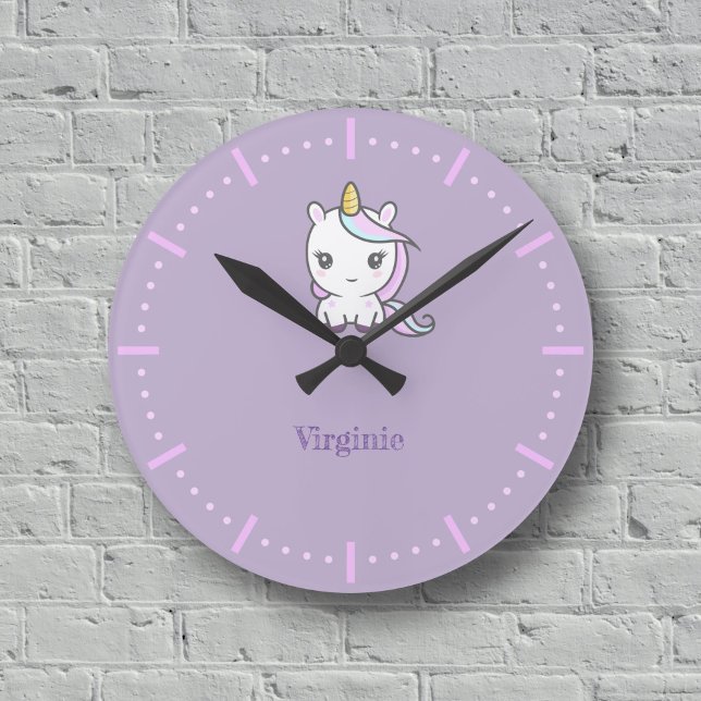 Relógio de Parede Roxo do Unicorn Bonito (Cute Unicorn Purple Wall Clock)
