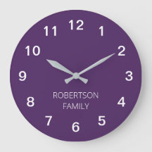 Relógio de Parede Roxo Escuro Minimalista Personal