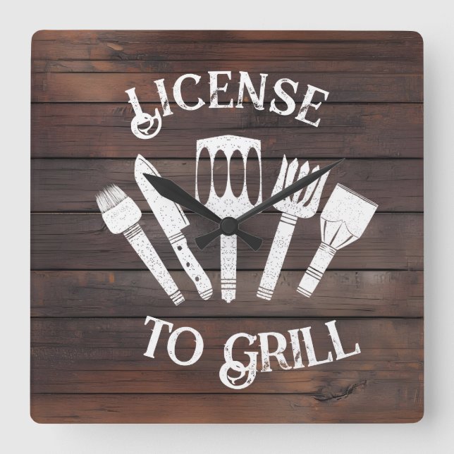 Relógio de Parede Rustic "License To Grill" - CHUR (Frente)