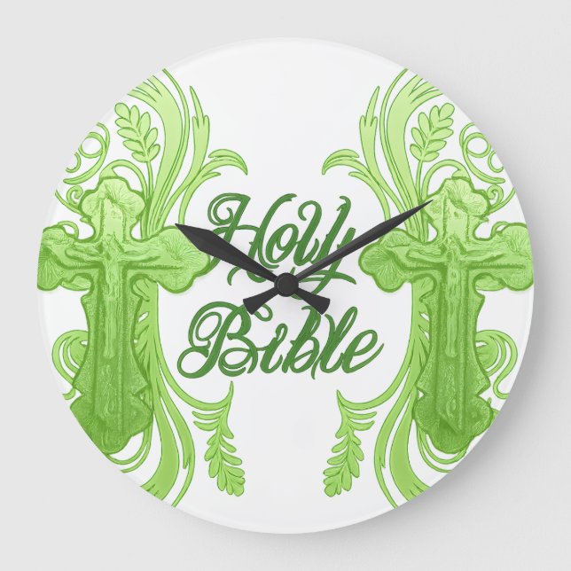 Relógio de Parede Sagrada Bíblia – Verde Cristão (Frente)