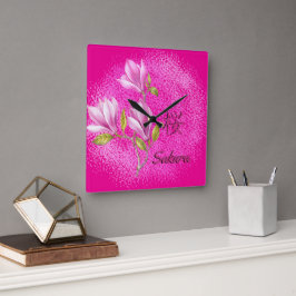 Relógio de Parede Sakura Rosa Quente
