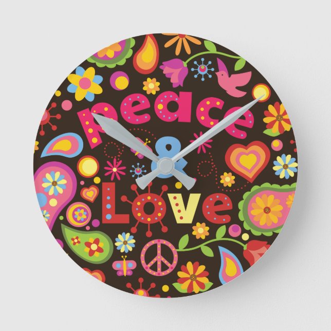 Relógio de Parede Sinal de Paz Hippy Década de 196 (Frente)