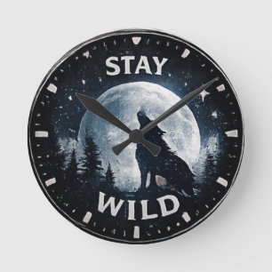 Relógio de Parede Stay Wild Wolf Moon