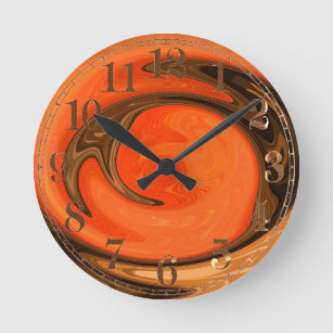 Relógio de parede sunset castanho-laranja Abstrato
