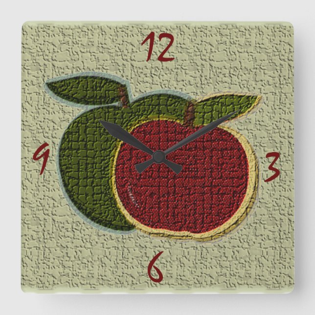 Relógio de Parede Texturizado de Maçãs (Sage) (Frente)