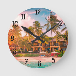 Relógio de Parede Tropical de Acrylo Redondo
