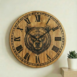 Relógio de Parede Urso - Design em Estilo de Madei
