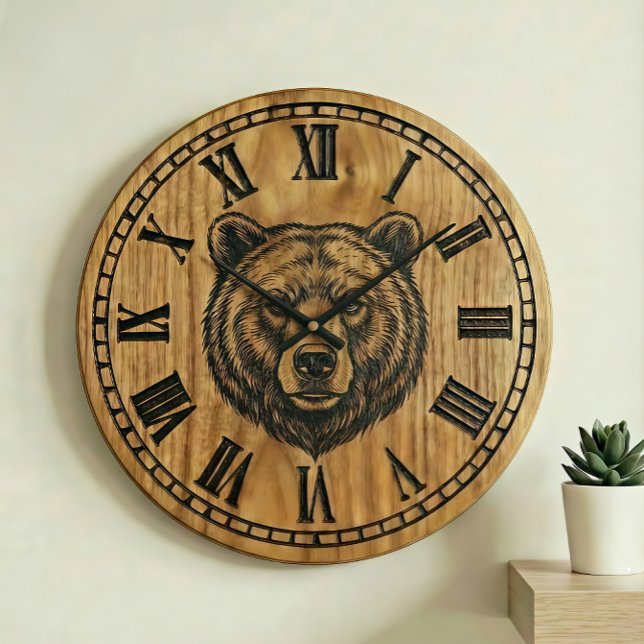Relógio de Parede Urso - Design em Estilo de Madei (Criador carregado)