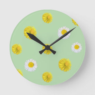 Relógio de Parede Verde com Dândalo Amarelo e Marg