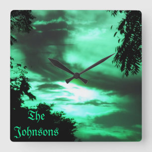 Relógio de Parede Verde Nublado *personalize*