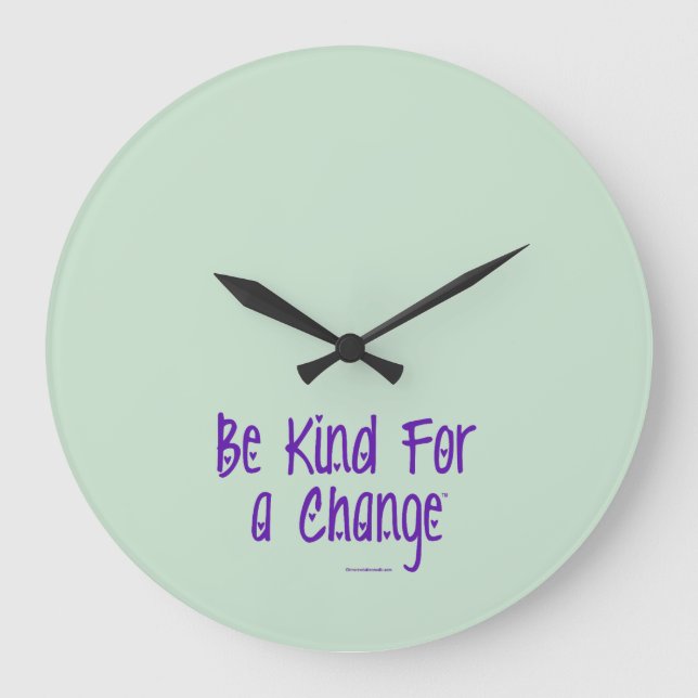 Relógio de Parede Verde Sage Be Kind For Change™ (Frente)