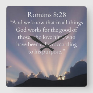 Relógio de Parede Versículo Bíblico Romanos 8:28 C