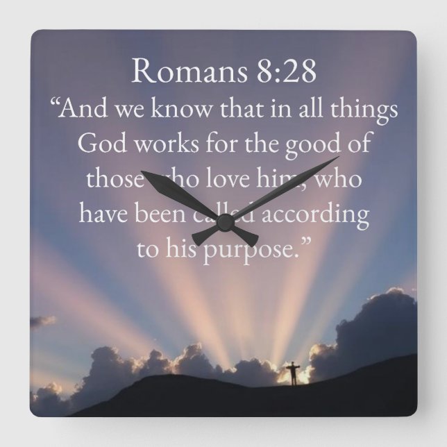Relógio de Parede Versículo Bíblico Romanos 8:28 C (Frente)