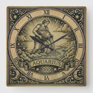 Relógio de Parede Vintage Zodíaco Aquário