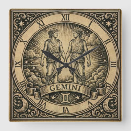 Relógio de Parede Vintage Zodíaco Gemini