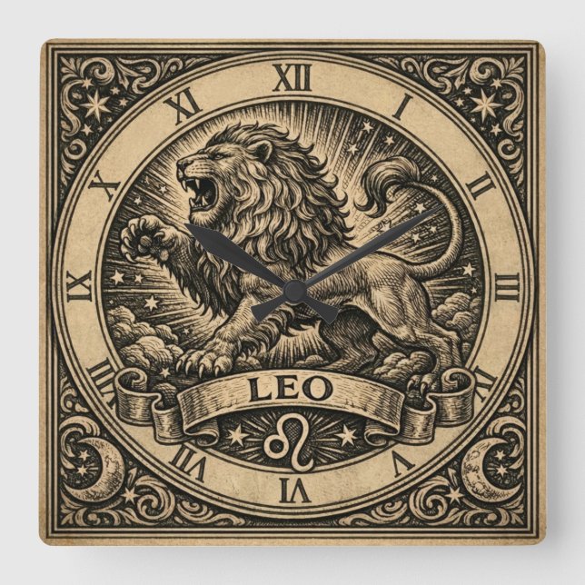 Relógio de Parede Zodíaco Vintage Leo (Frente)